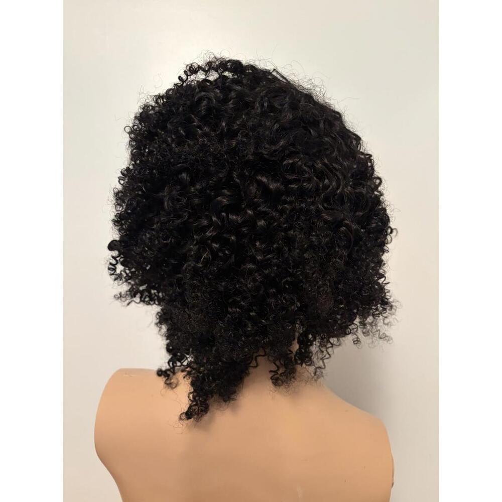 HUA Curly Human Hair Wigs 150% Density Color 1B - Picture 6 of 8